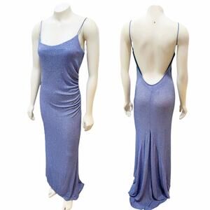 A Fortiori Purple Glitter Sparkle Slip Gown Open Back Stretchy Maurices Medium